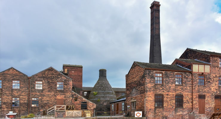 Photograph of historic potteries in Stoke-on-Trent