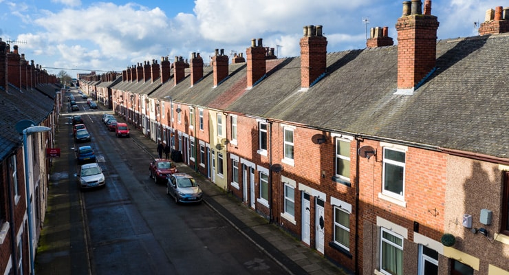 Photograph of terraced houses in Hanley, Stoke-on-Trent