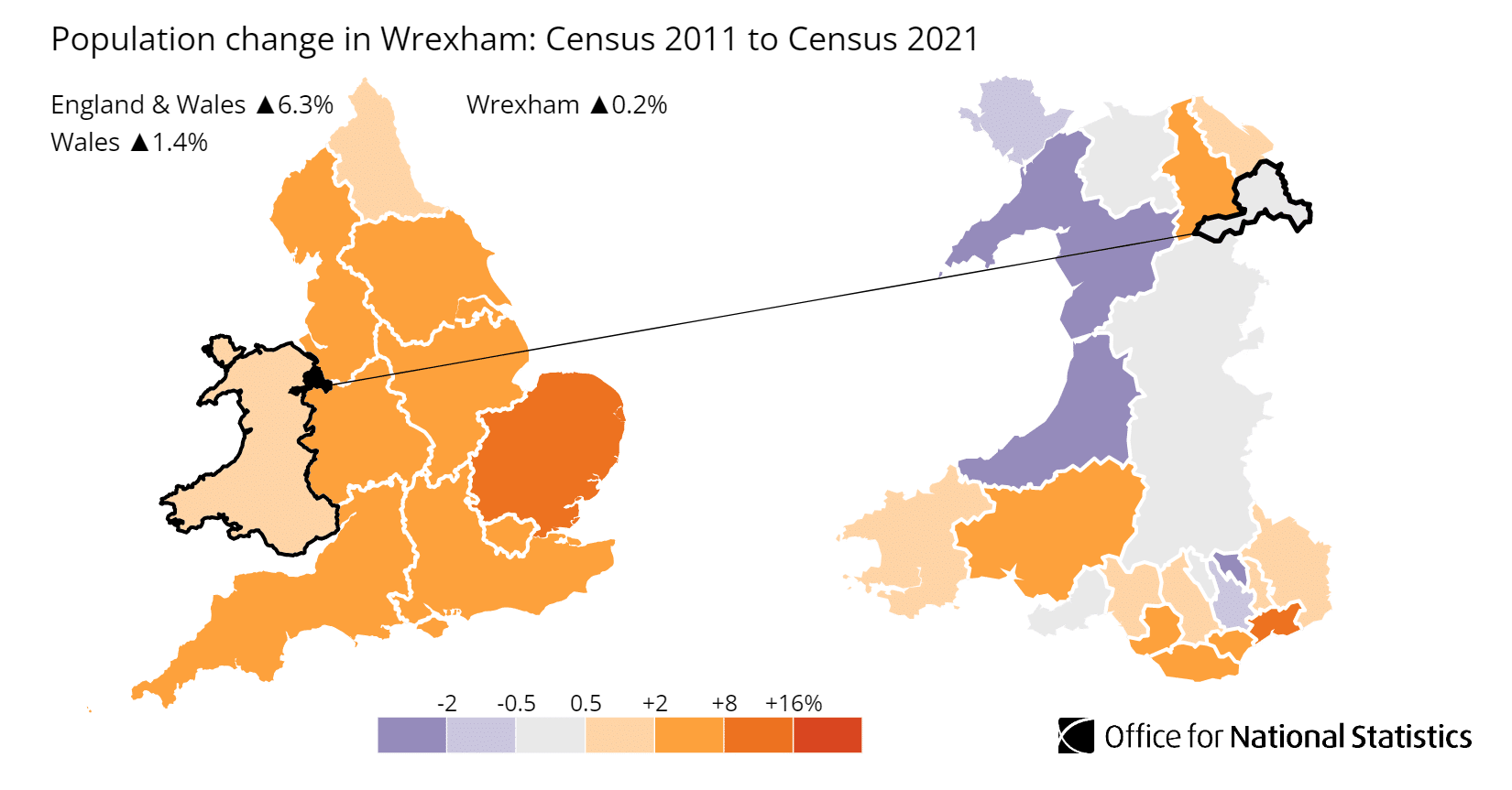 Wrexham population growth map