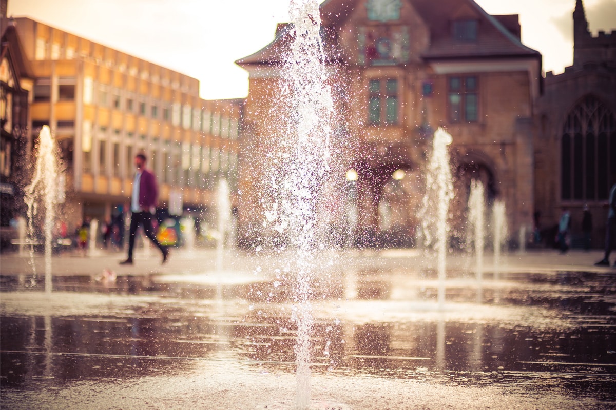 Fountains in the city centre of Peterborough