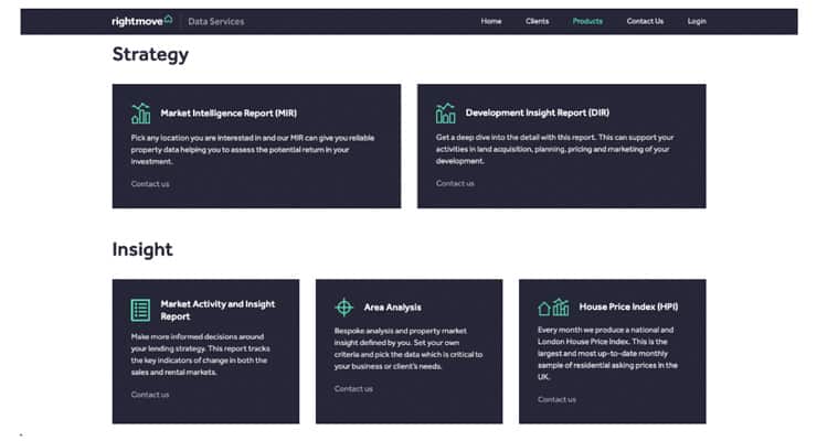 Rightmove, Data Services - Screenshot