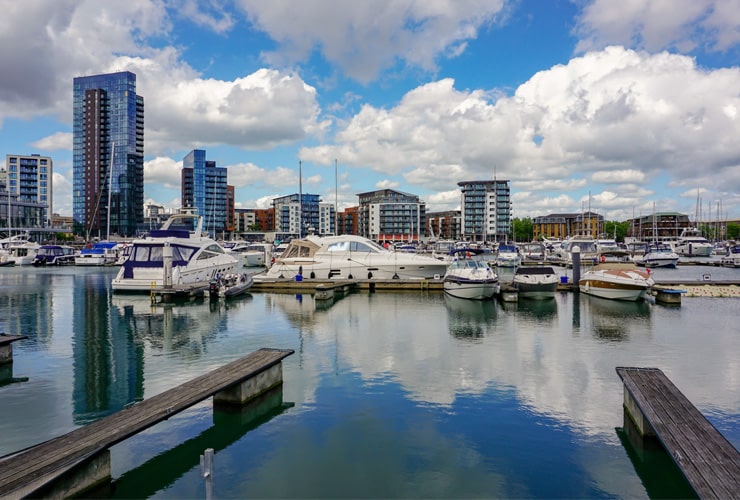 The yacht marina at Ocean Village in Southampton