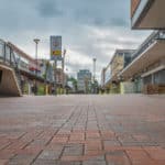 A photograph of a high street in Bracknell town centre.