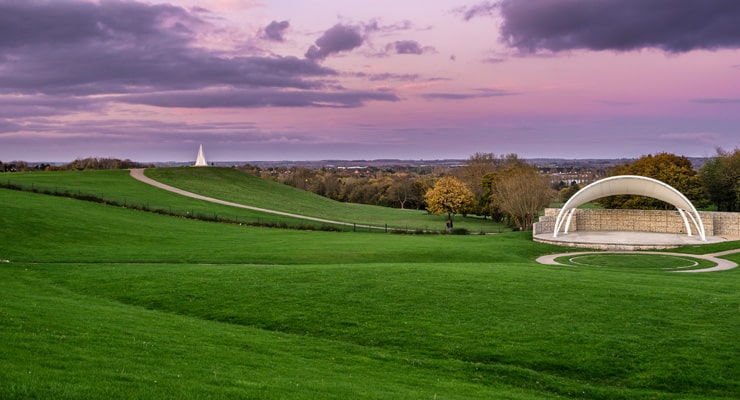 The landscape of Campbell Park in Milton Keynes