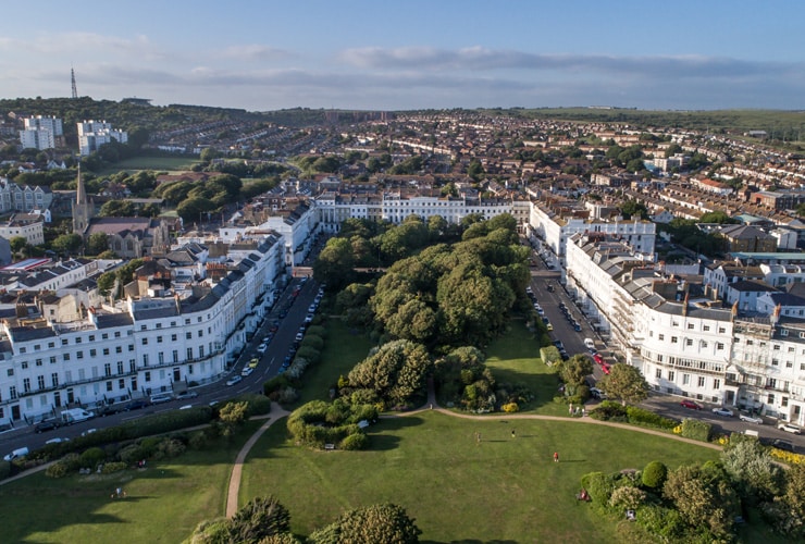 An aerial view of Regency Square in Brighton.