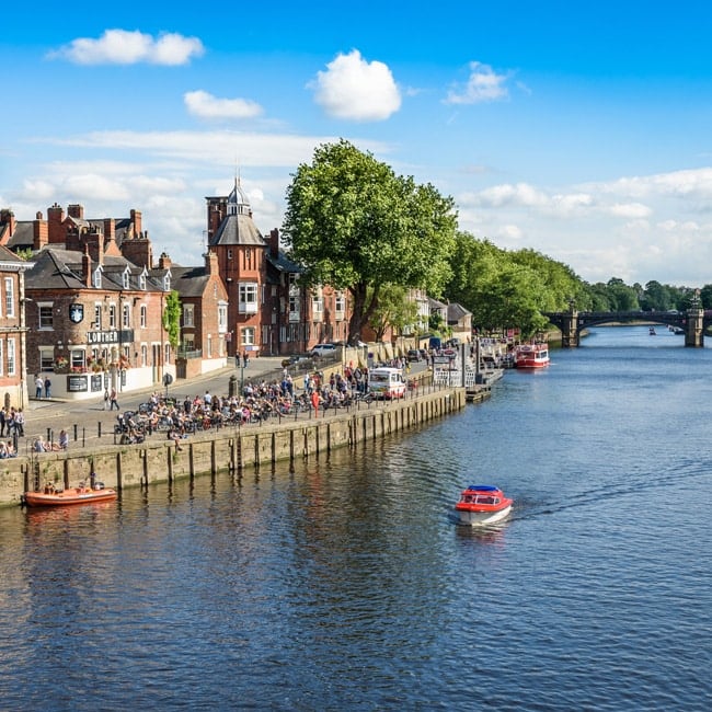 View over the River Ouse on a sunny day, York, UK.