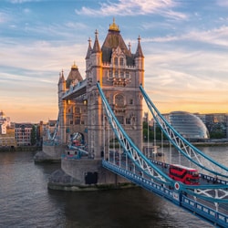 Tower Bridge in London. Photograph taken at sun set.