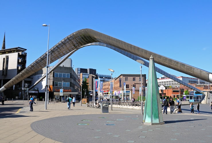 Whittle Arch in Coventry on a bright day.