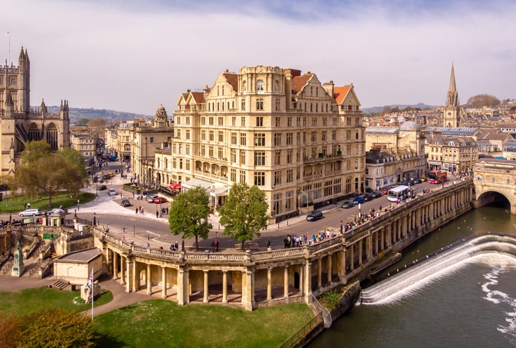 Aerial view of Bath Abbey.