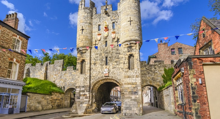 Micklegate, the old, medieval gate of York, Yorshire, UK