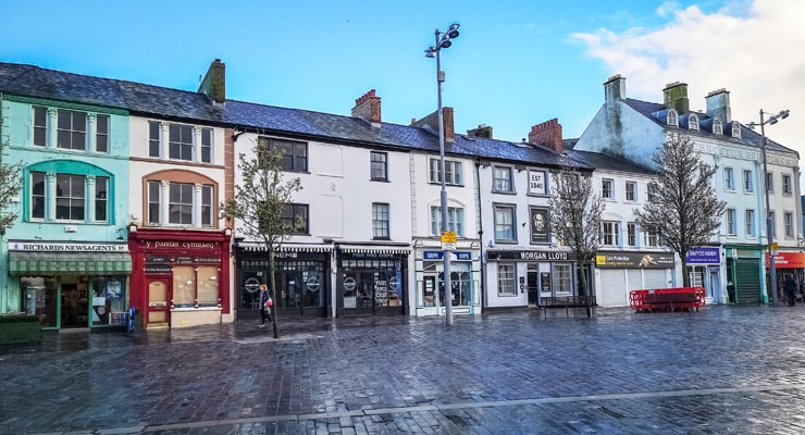 Shops on Castle Square in Caernarfon, North Wales