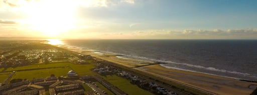 Aerial view of Prestatyn at sunset