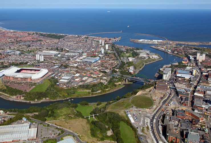 An aerial view of Sunderland.