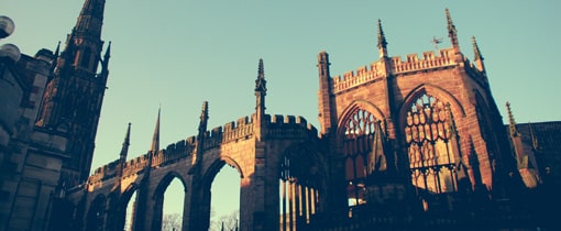 Photograph of architechtural features of Coventry Cathedral in Coventry, West Midlands.