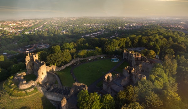 Aerial view of Dudley and Dudley Castle, West Midlands