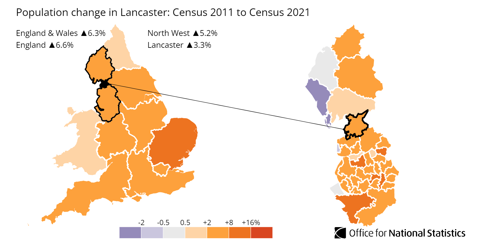 Lancaster population growth map