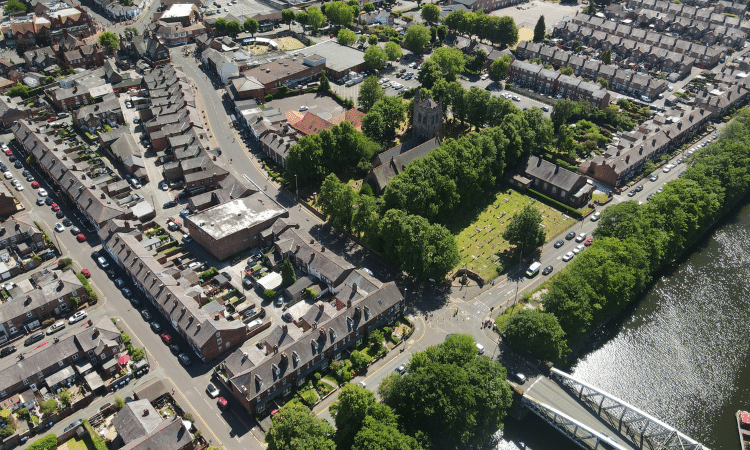 An aerial view of Stockton Heath