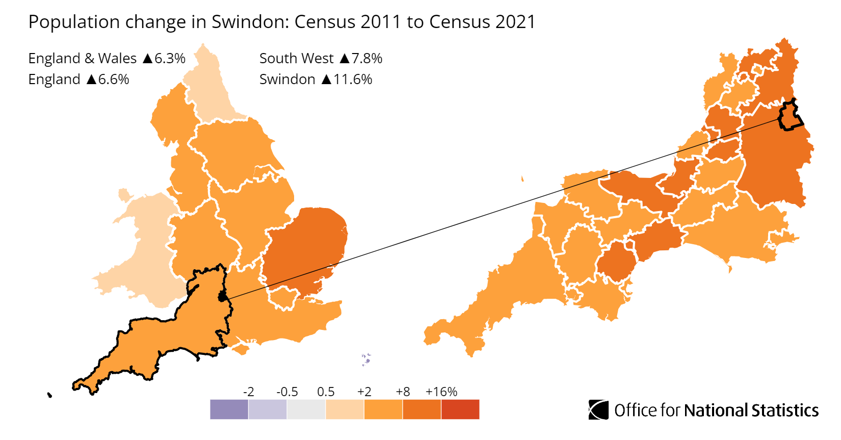 Swindon population growth map