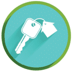 A graphical element, icon showing house keys.