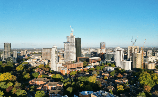An aerial view of CityScape in Croydon