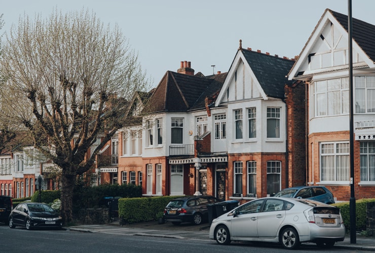 Image shows a typical street of Edwardian houses in Enfield, North London