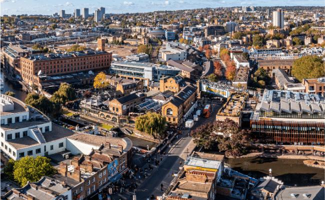 Aerial view of the Camden Lock Market