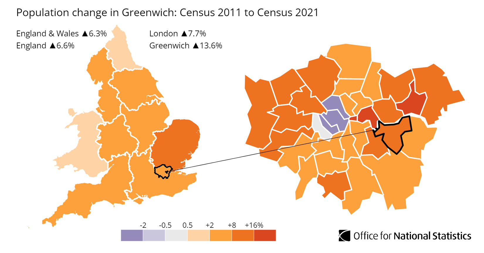 Greenwich population growth map