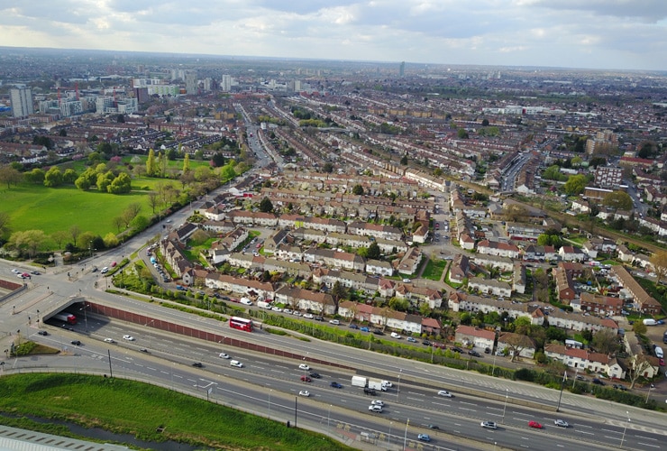 Aerial East London View of Barking Captured with 4K DJI Mavic Drone