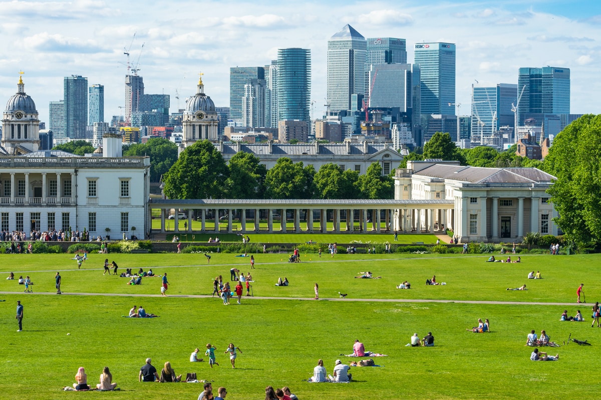 Greenwich park on a sunny, spring day.