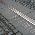 A photograph of the Prime Meridian Line in Greenwich, London.
