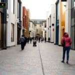 Shoppers during the daytime walking through the newly constructed Bond Street in Chelmsford.