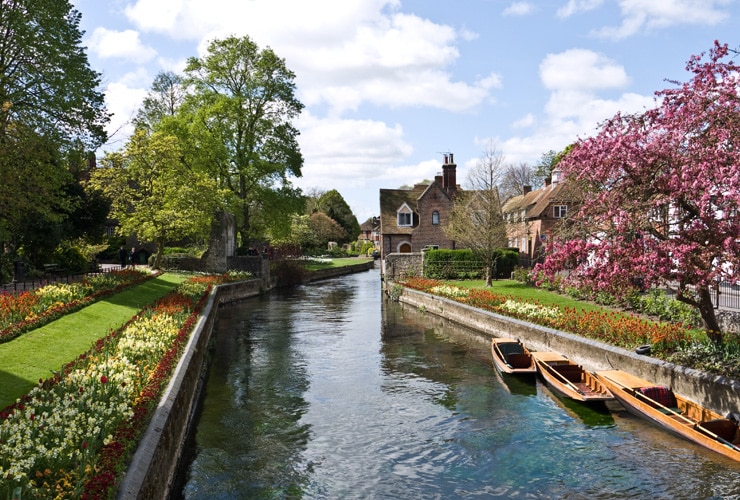 The beautiful Westgate Gardens next to the river Stour in the historic city of Canterbury.