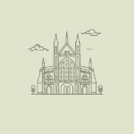 A line drawing of Winchester Cathedral.