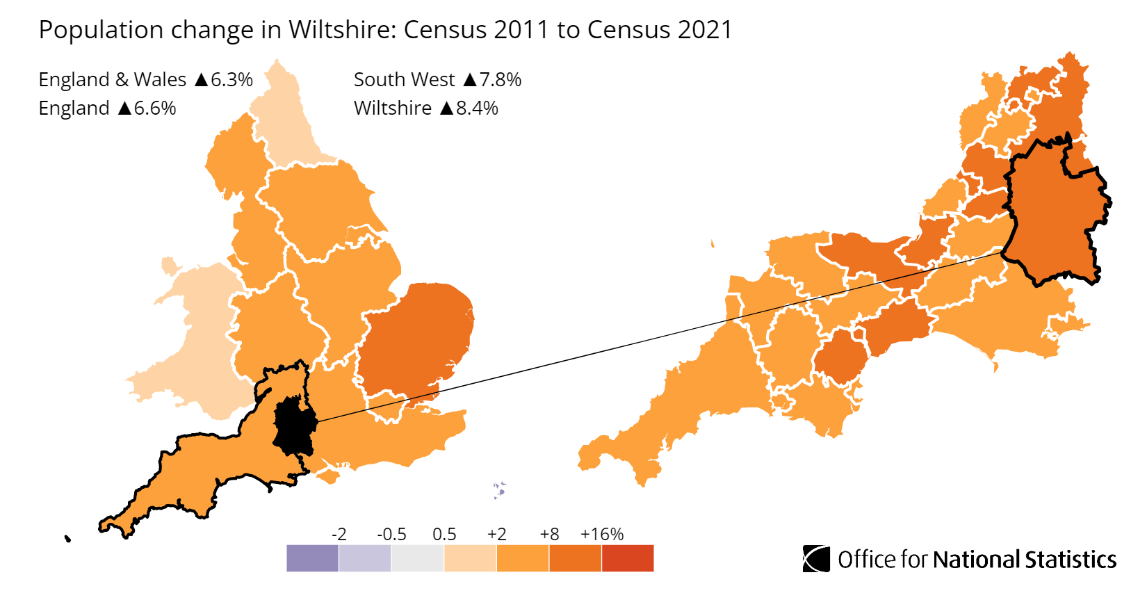 Wiltshire population growth map