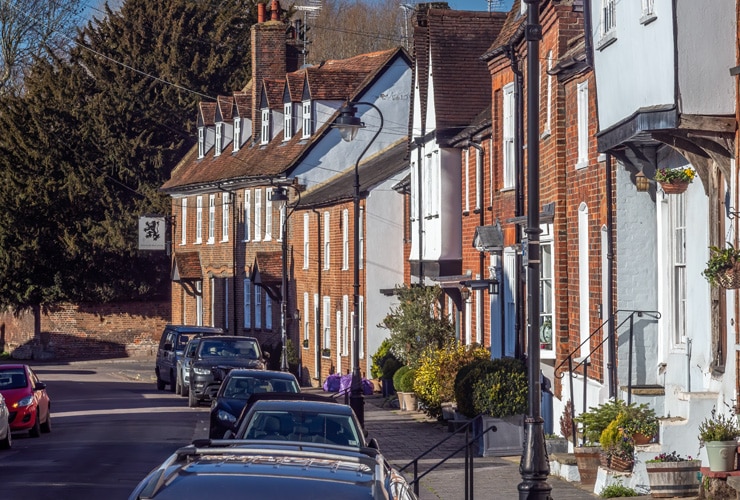 Houses in Fishpool Street, St Albans, Hertfordshire.