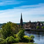 A view over the River Tay in the city of Perth in Scotland.