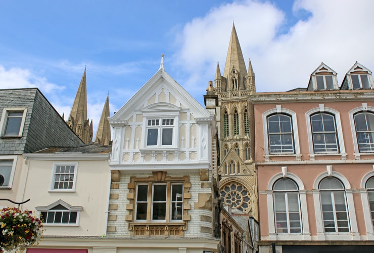 Colourfull facades in Truro, Cornwall.