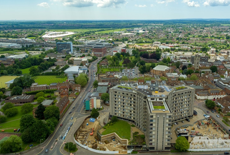 An aerial view of Ashford in Kent.