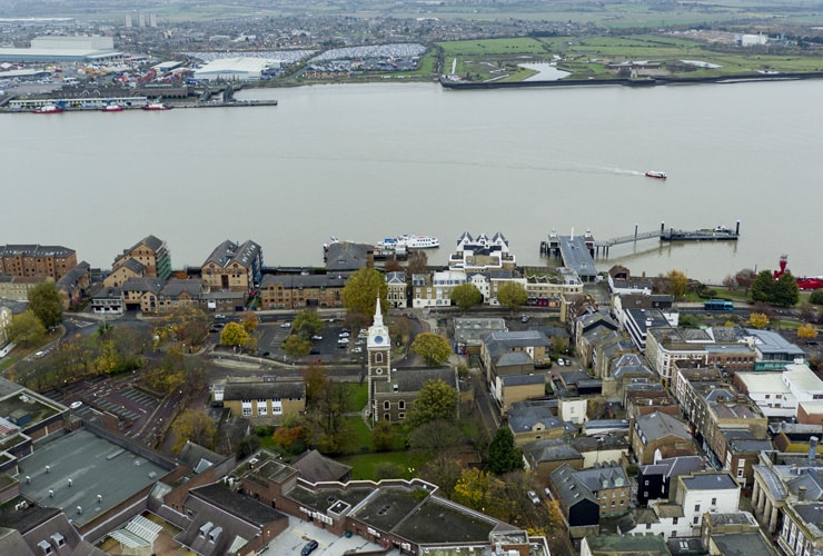 An aerial view of Gravesend, Kent.