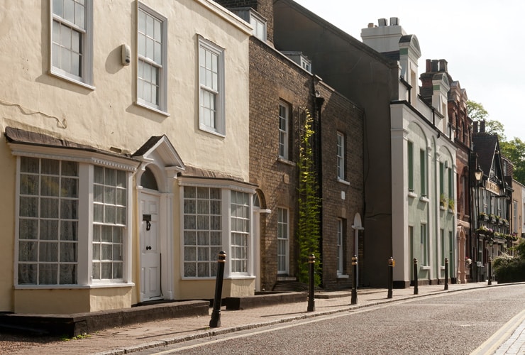 Houses on the high street of Greenhithe.