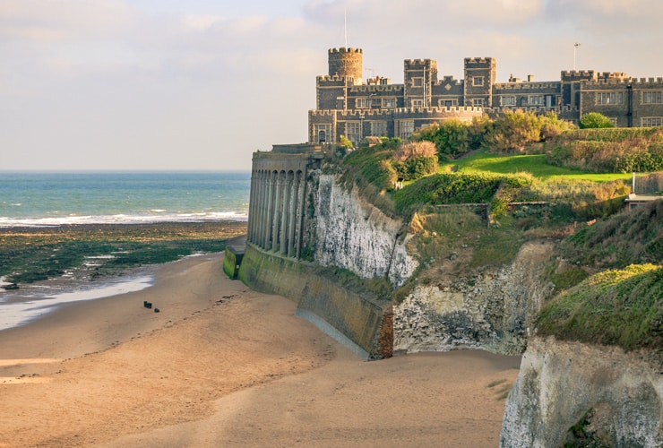 Kingsgate Castle on the cliffs above Kingsgate Bay, Broadstairs, Kent.