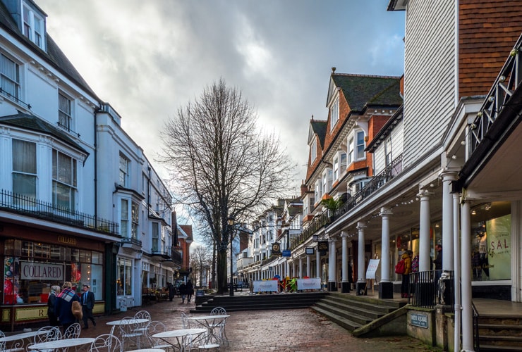 View of the Pantiles shopping district in in Royal Tunbridge Wells.