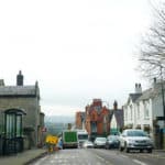 A high street in St. Asaph, North Wales.