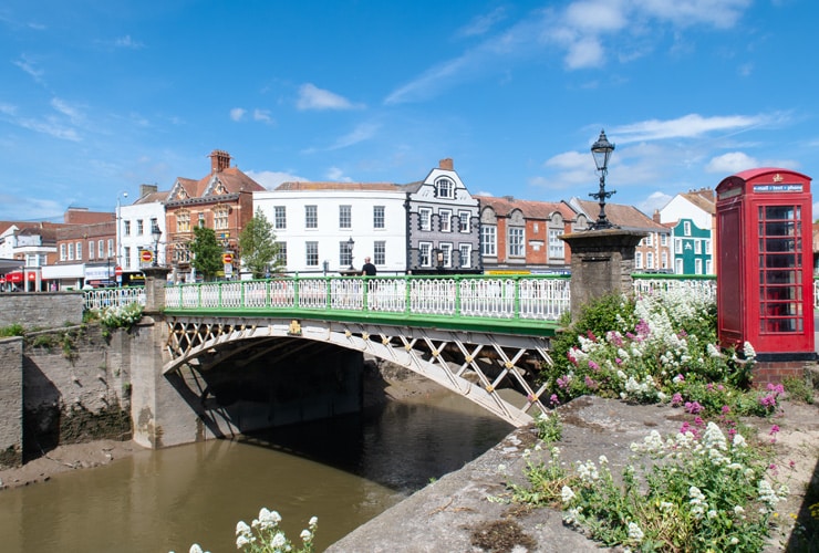 An iron bridge over the River Parrett in Bridgwater.