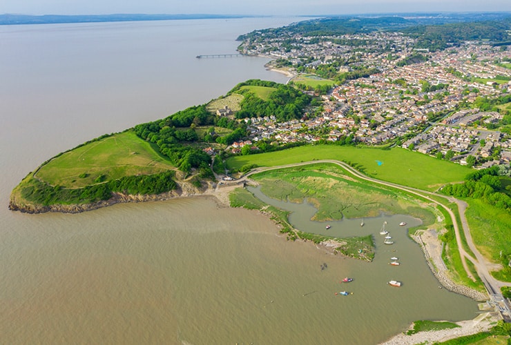 An aerial view of Clevedon, a seaside town in Somerset.