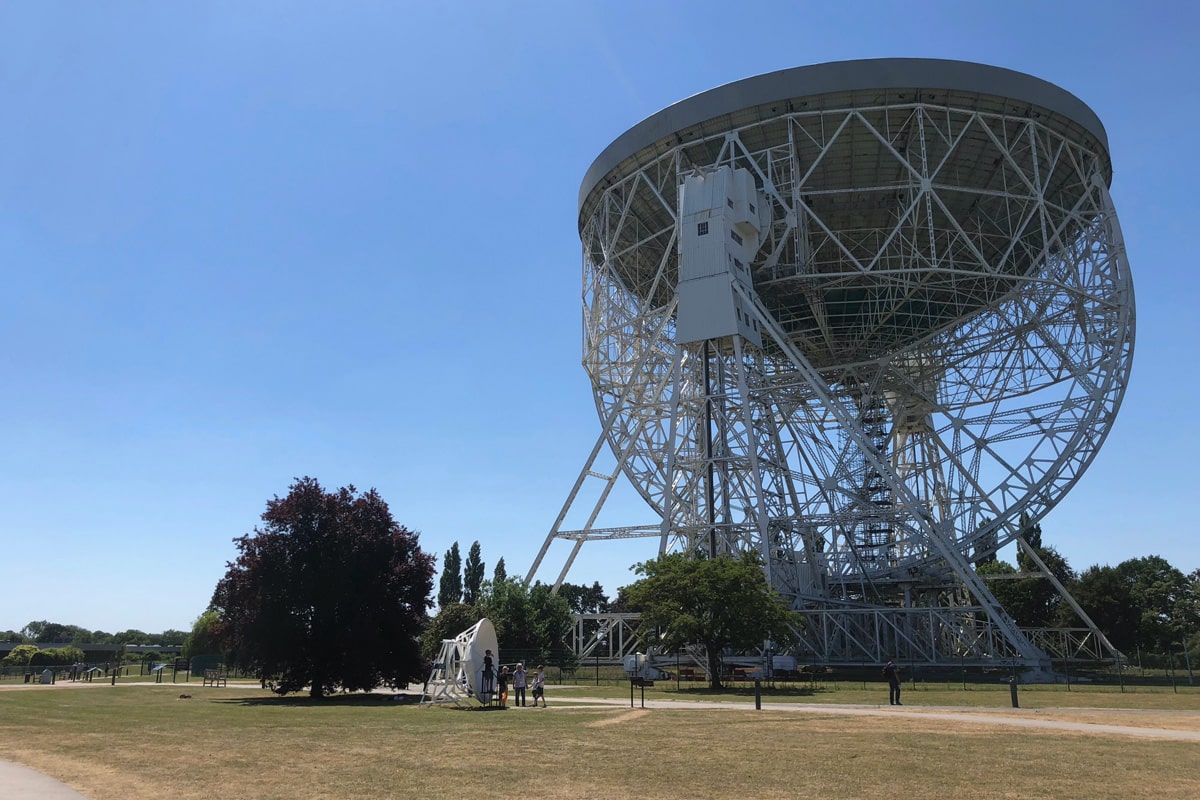 Jodrell Bank, the world's third largest steerable radio telescope.