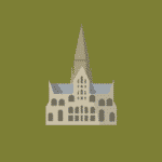 A 2D illustration of Salisbury Cathedral.