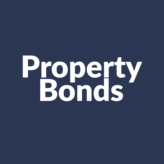 White text on a blue background. Text reads, 'Property Bonds'.