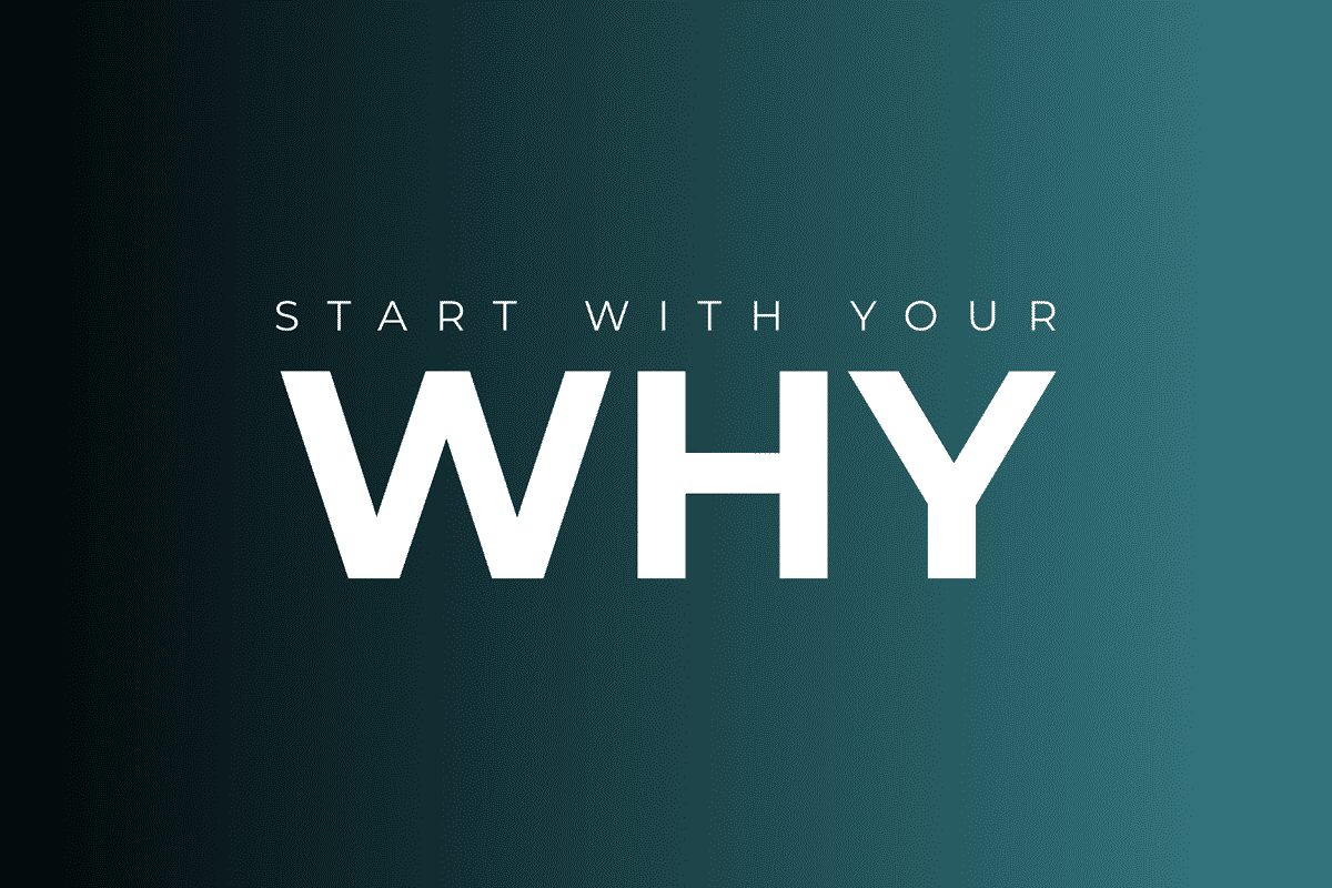 A gradient background and text that says, 'Start With Your Why'.