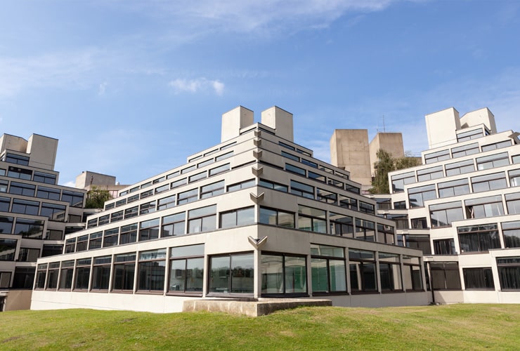 Student accommodation in Norwich. The outside of a modern tower block.